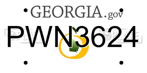 PWN3624 Georgia License Plate