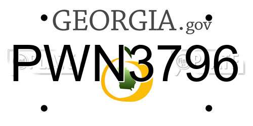 PWN3796 Georgia License Plate