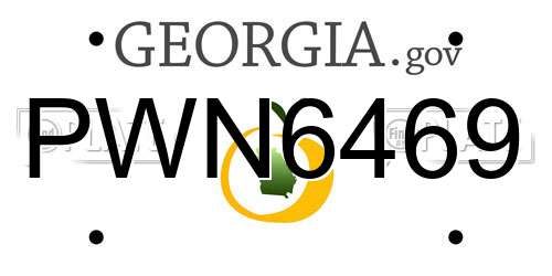PWN6469 Georgia License Plate