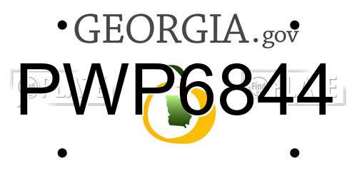 PWP6844 Georgia License Plate