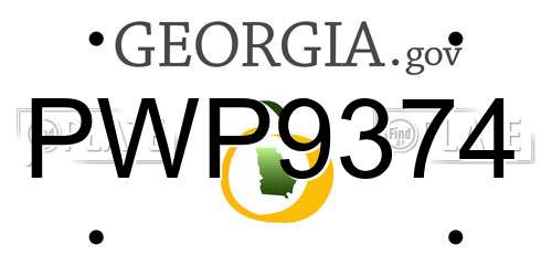 PWP9374 Georgia License Plate