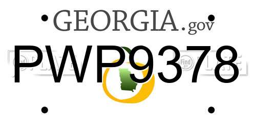 PWP9378 Georgia License Plate