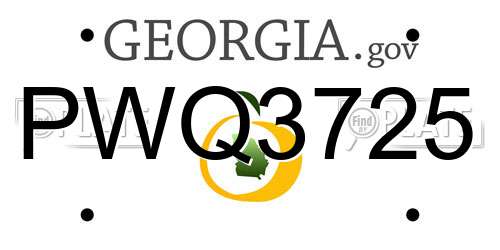PWQ3725 Georgia License Plate