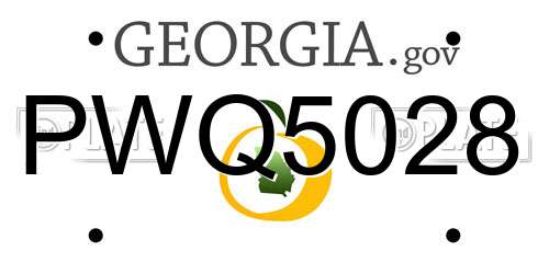 PWQ5028 Georgia License Plate