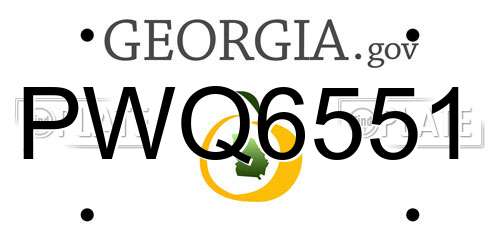 PWQ6551 Georgia License Plate