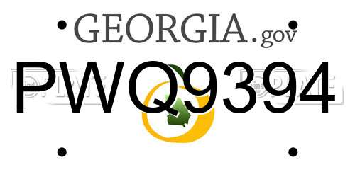 PWQ9394 Georgia License Plate