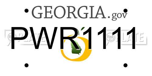 PWR1111 Georgia License Plate