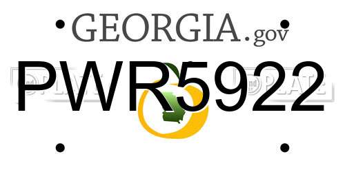 PWR5922 Georgia License Plate
