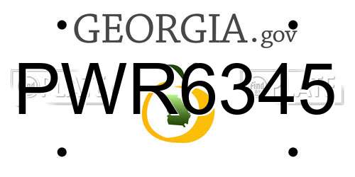PWR6345 Georgia License Plate