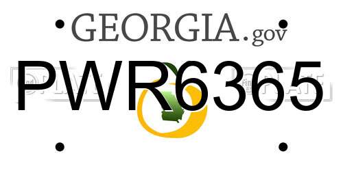 PWR6365 Georgia License Plate