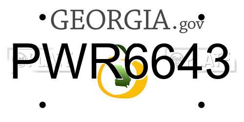 PWR6643 Georgia License Plate