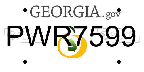 PWR7599 Georgia License Plate