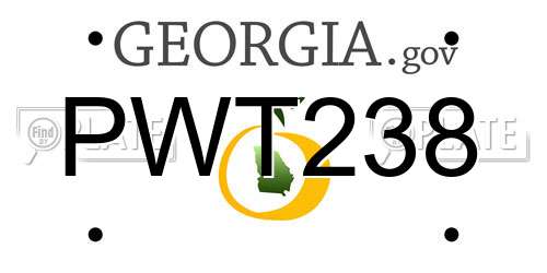 PWT238 Georgia License Plate