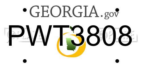PWT3808 Georgia License Plate