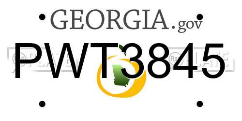 PWT3845 Georgia License Plate