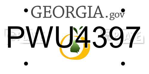 PWU4397 Georgia License Plate