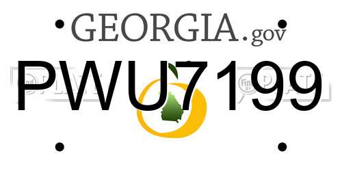 PWU7199 Georgia License Plate