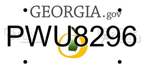 PWU8296 Georgia License Plate