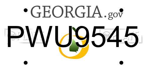 PWU9545 Georgia License Plate