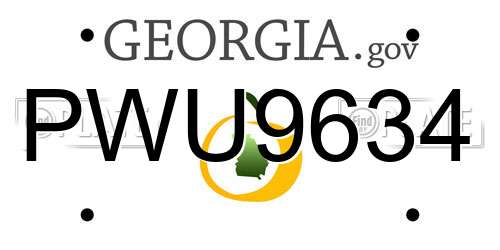 PWU9634 Georgia License Plate