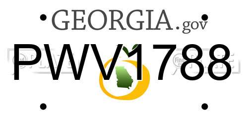 PWV1788 Georgia License Plate