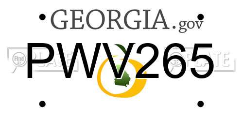 PWV265 Georgia License Plate