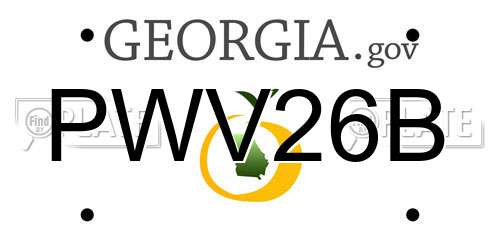 PWV26B Georgia License Plate