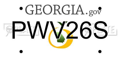 PWV26S Georgia License Plate