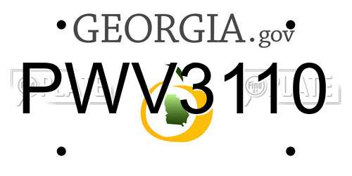 PWV3110 Georgia License Plate