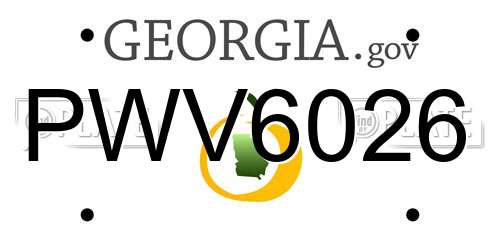 PWV6026 Georgia License Plate