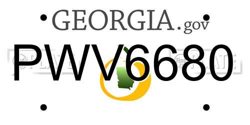 PWV6680 Georgia License Plate