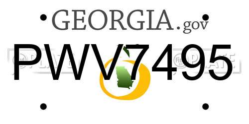 PWV7495 Georgia License Plate