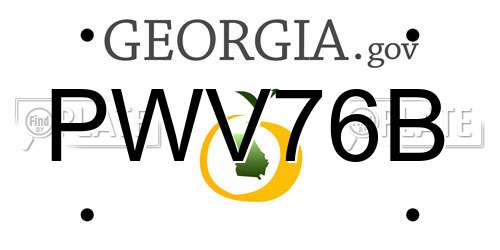 PWV76B Georgia License Plate