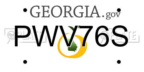 PWV76S Georgia License Plate