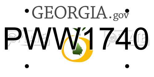 PWW1740 Georgia License Plate