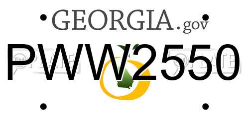 PWW2550 Georgia License Plate
