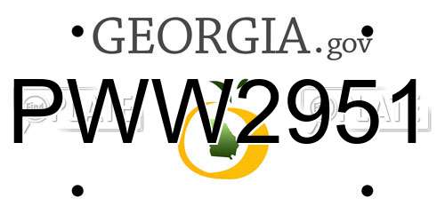 PWW2951 Georgia License Plate