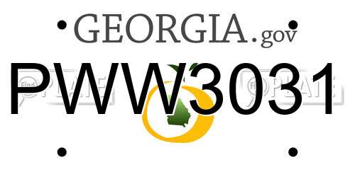 PWW3031 Georgia License Plate