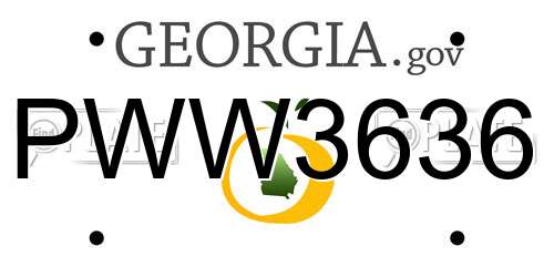 PWW3636 Georgia License Plate