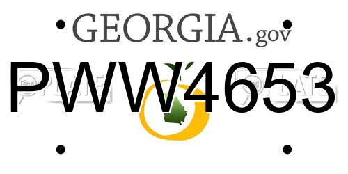 PWW4653 Georgia License Plate