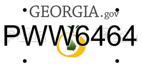 PWW6464 Georgia License Plate