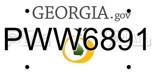 PWW6891 Georgia License Plate