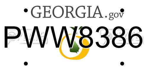 PWW8386 Georgia License Plate