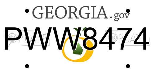 PWW8474 Georgia License Plate