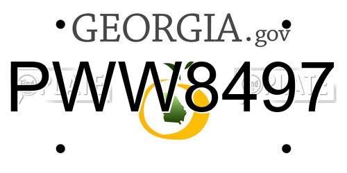 PWW8497 Georgia License Plate