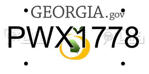 PWX1778 Georgia License Plate
