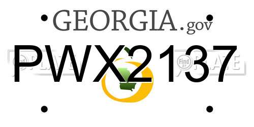 PWX2137 Georgia License Plate