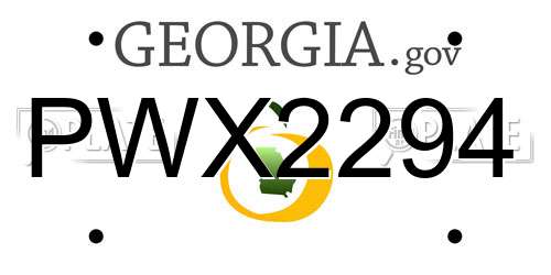 PWX2294 Georgia License Plate