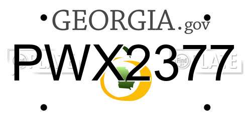 PWX2377 Georgia License Plate