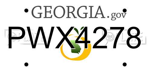 PWX4278 Georgia License Plate